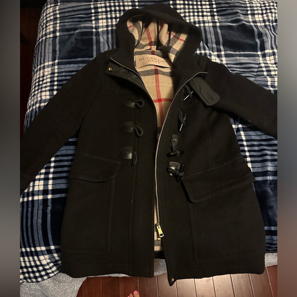 Burberry check lined wood duffle coat - Picture 3 of 5